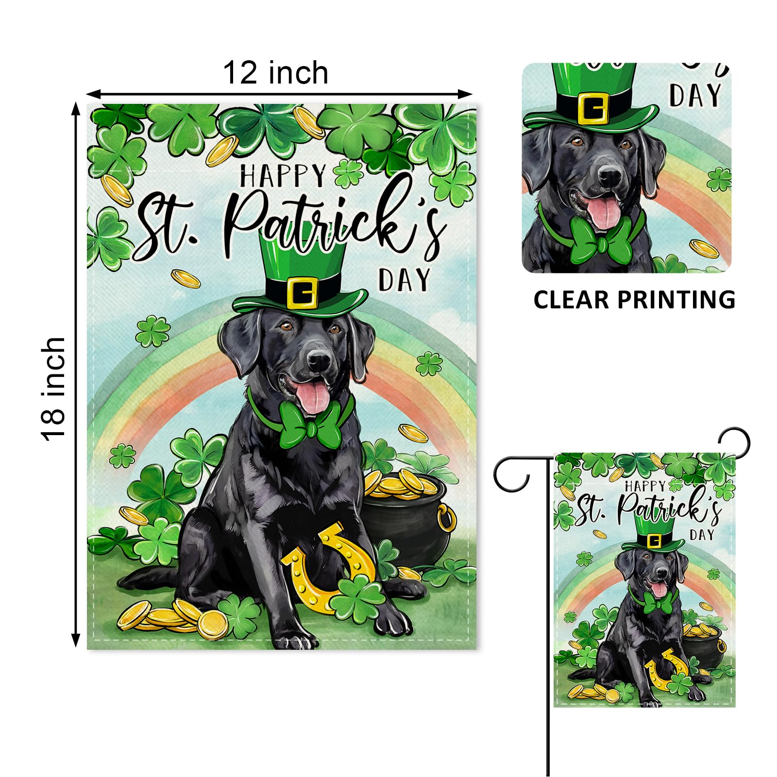 Covido flag with a puppy and shamrocks for spring display