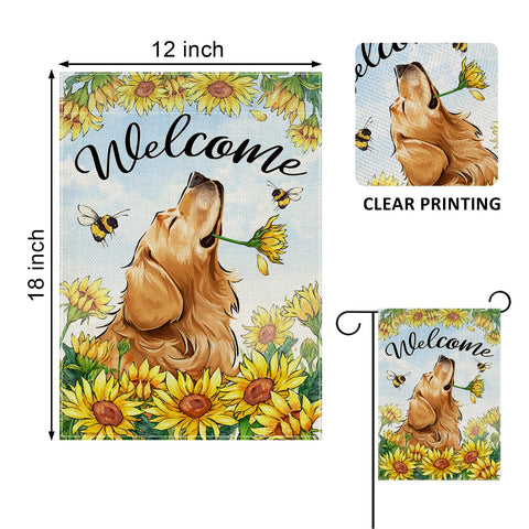 Covido sunflowers bees garden flag highlights floral charm for porch or yard.