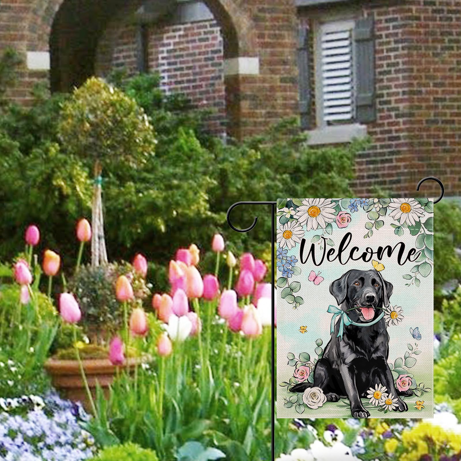 Covido garden flag for outdoor decor, durable and fade resistant, ideal for year-round use.