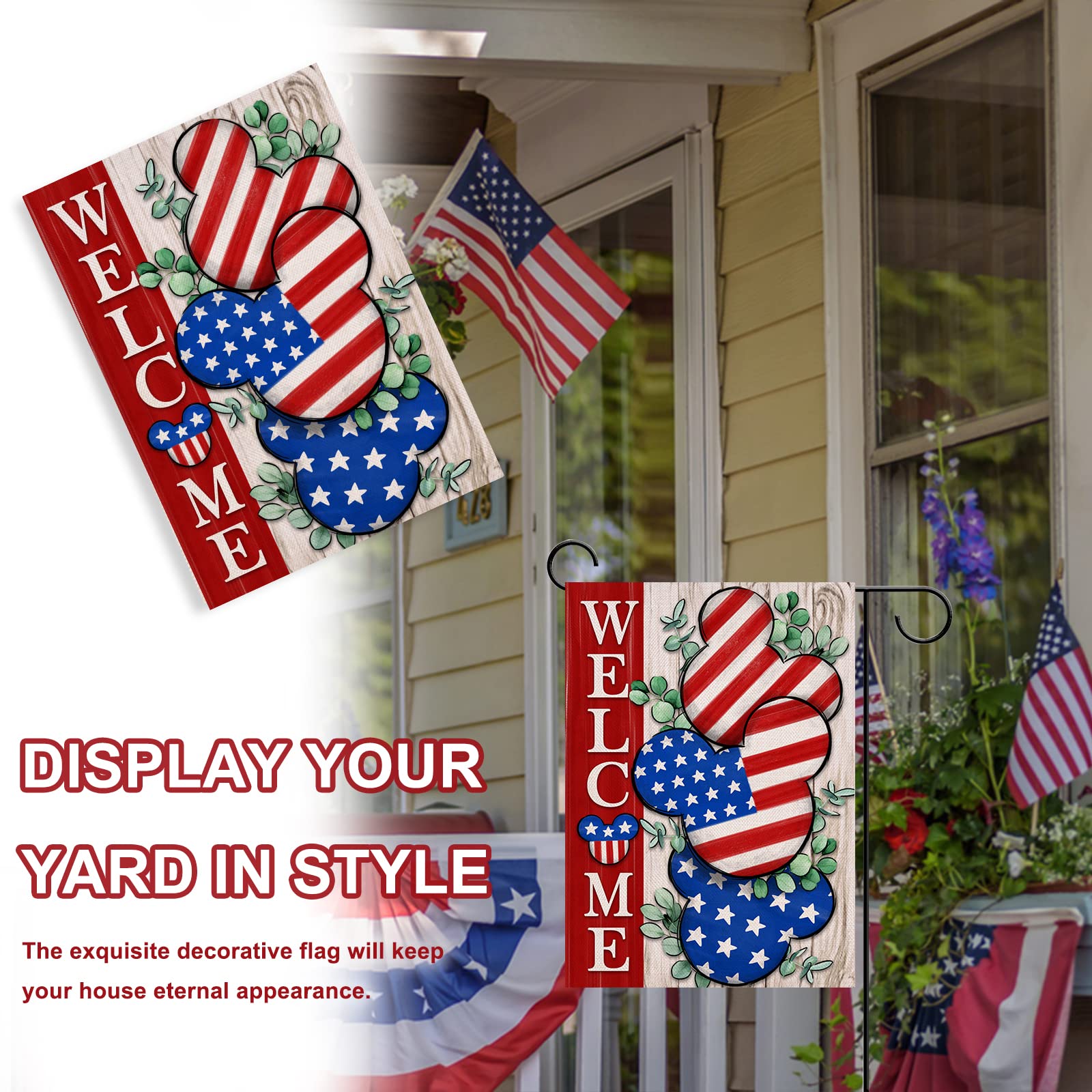 Covido flag displayed in sunlit yard enhances curb appeal.