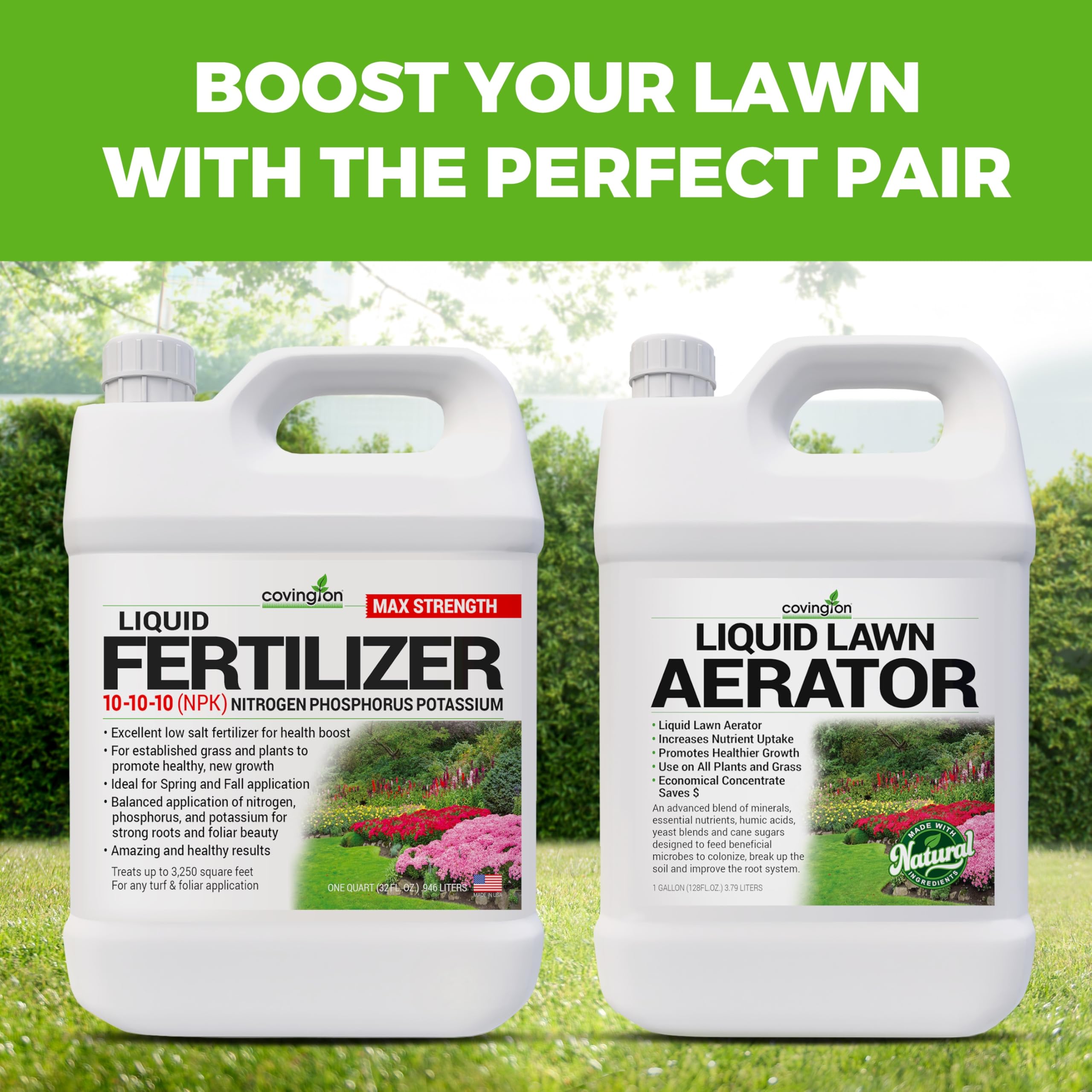 Covington Naturals concentrated formula covers large beds with easy mixing.