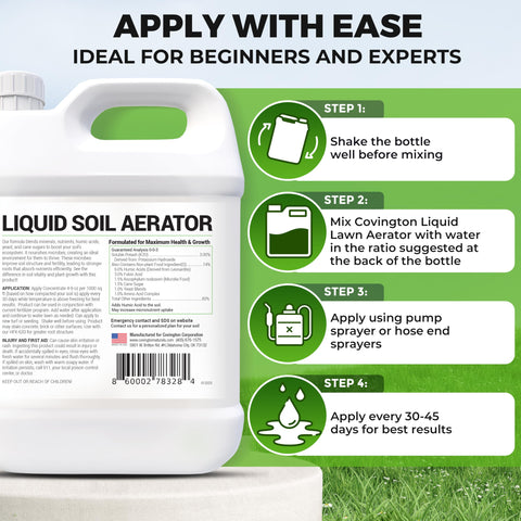 Applying Covington Naturals to lawn and garden for healthier root growth