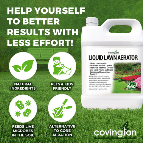 Liquid aeration concentrate on lawn improving water movement and root access