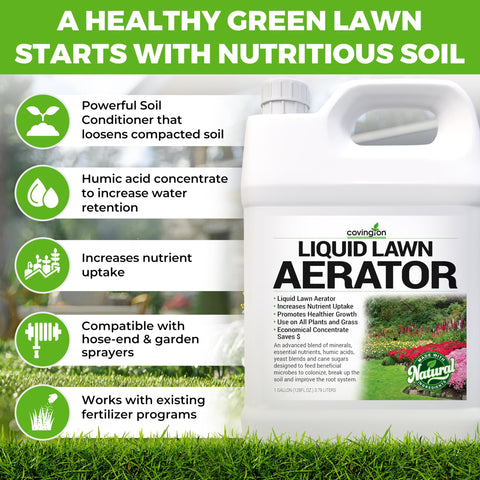 Easy-to-use liquid aerator for lawns and gardens by Covington Naturals