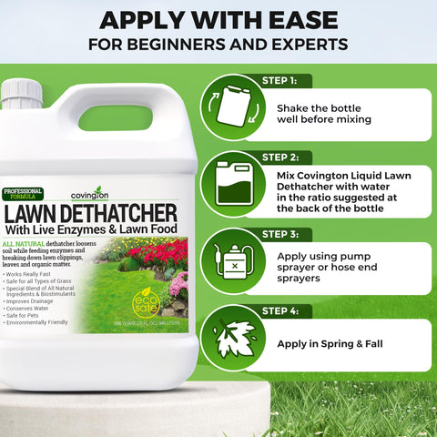 Covington Naturals Liquid Lawn Dethatcher loosens compacted soil for better root growth.