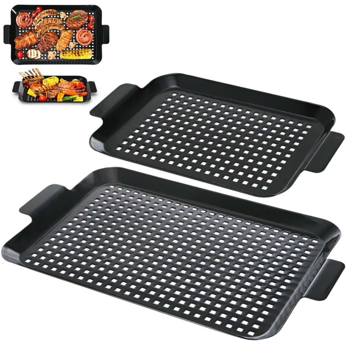 Covzoe grill pans large 16.5x10 inch; efficient heat distribution for family cookouts.