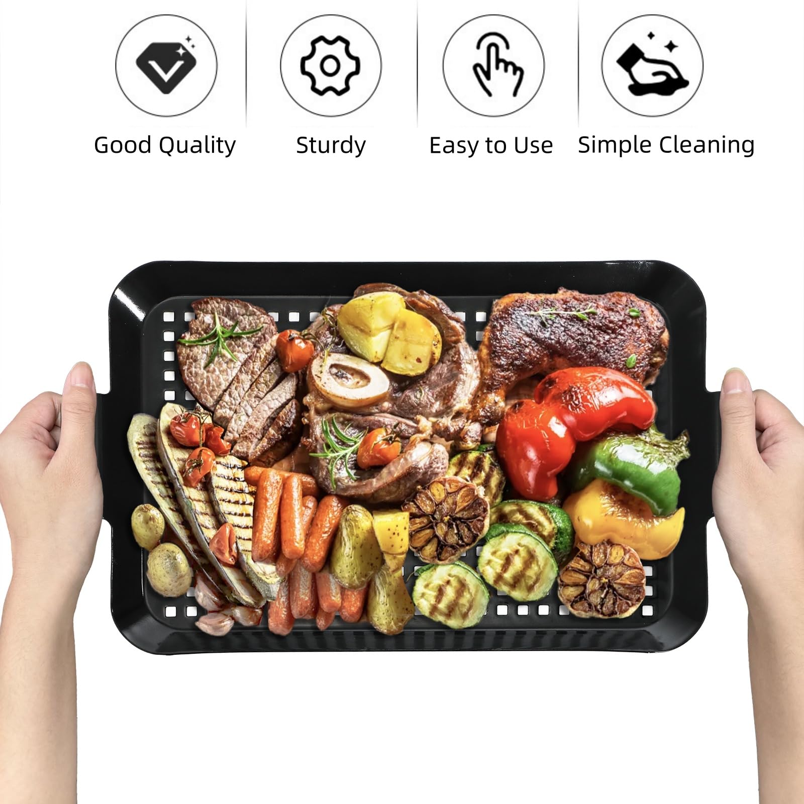 Covzoe grill pans nonstick coating; food releases cleanly for easy cleanup.