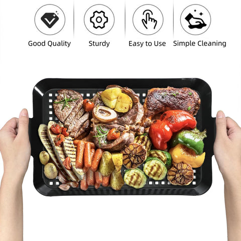 Covzoe grill pans nonstick coating; food releases cleanly for easy cleanup.
