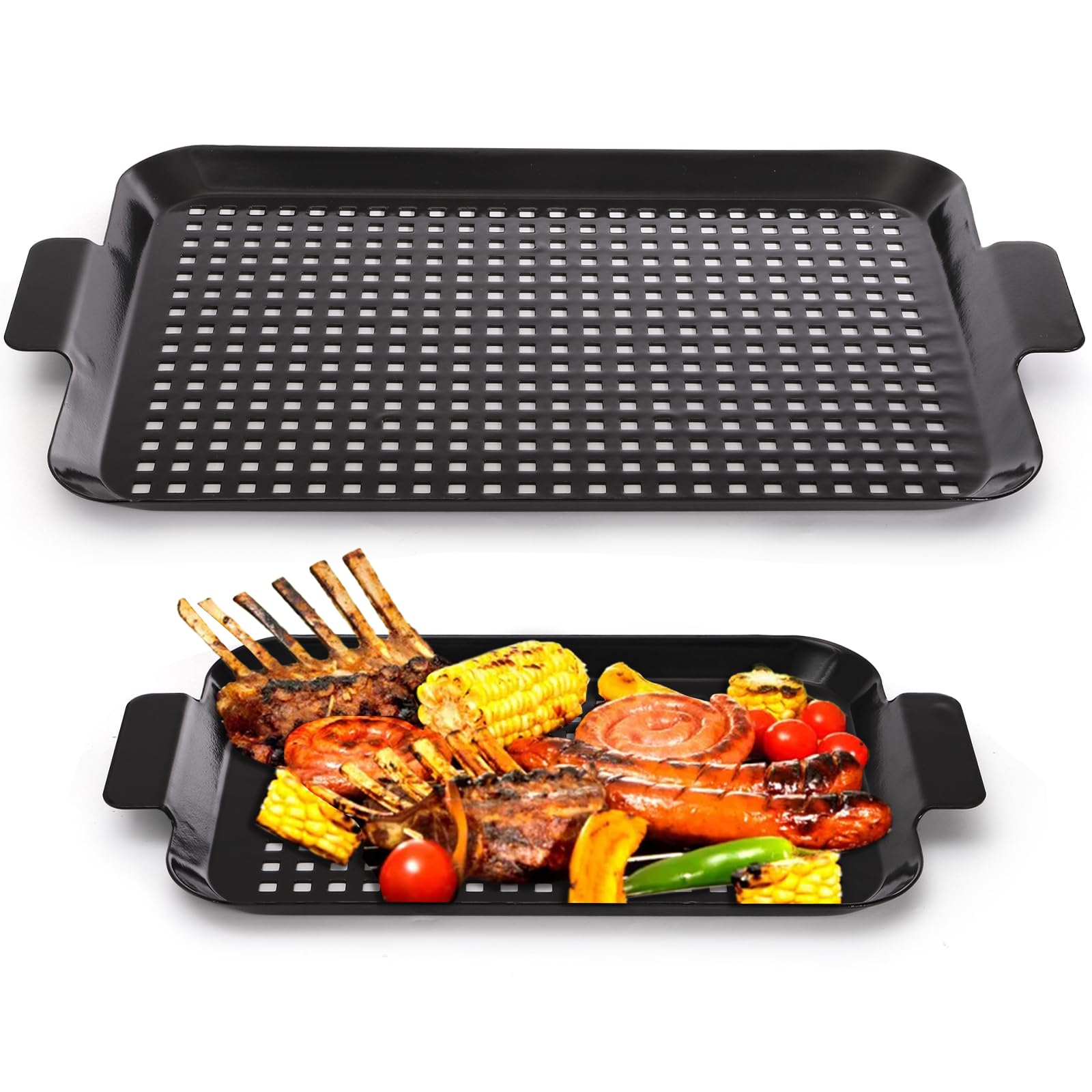 Covzoe grill pans raised handle; safer handling when lifting heavy trays.