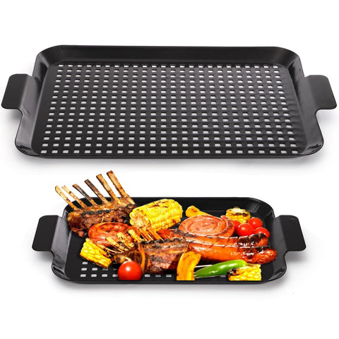 Covzoe grill pans raised handle; safer handling when lifting heavy trays.