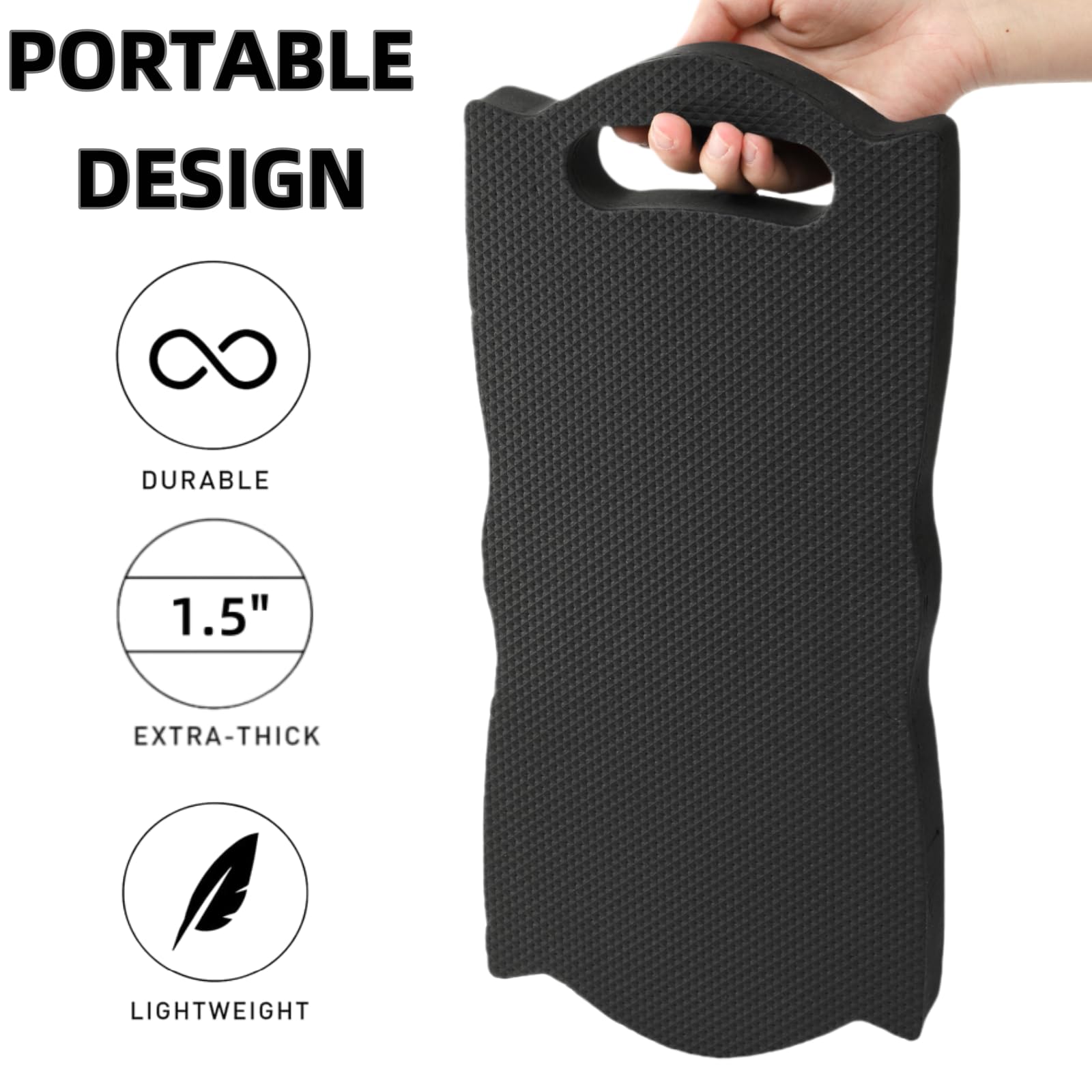 Covzoe kneeling pad includes built-in handle slot for easy carrying.