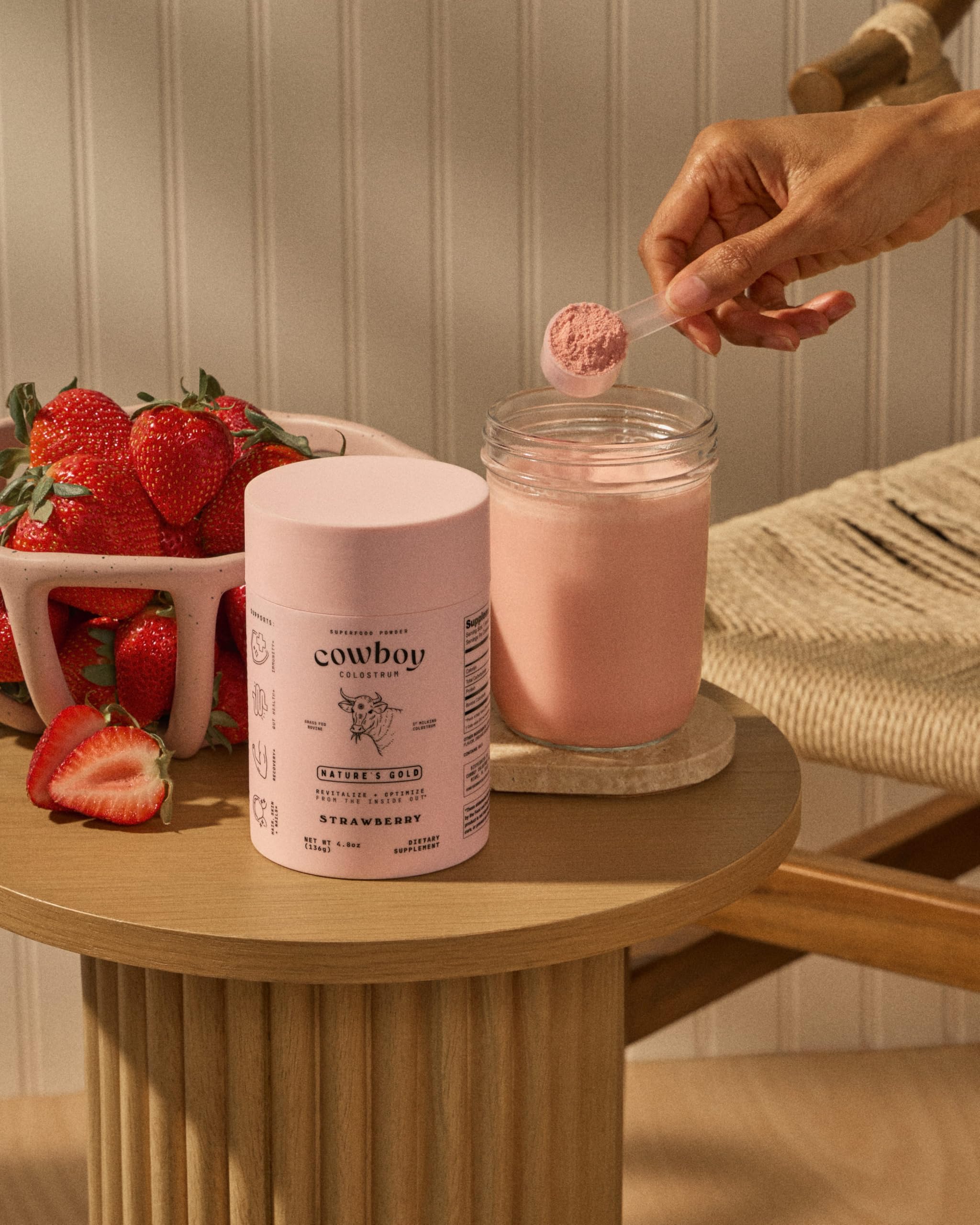 Cowboy Colostrum easy mix froth for smooth drinks in seconds
