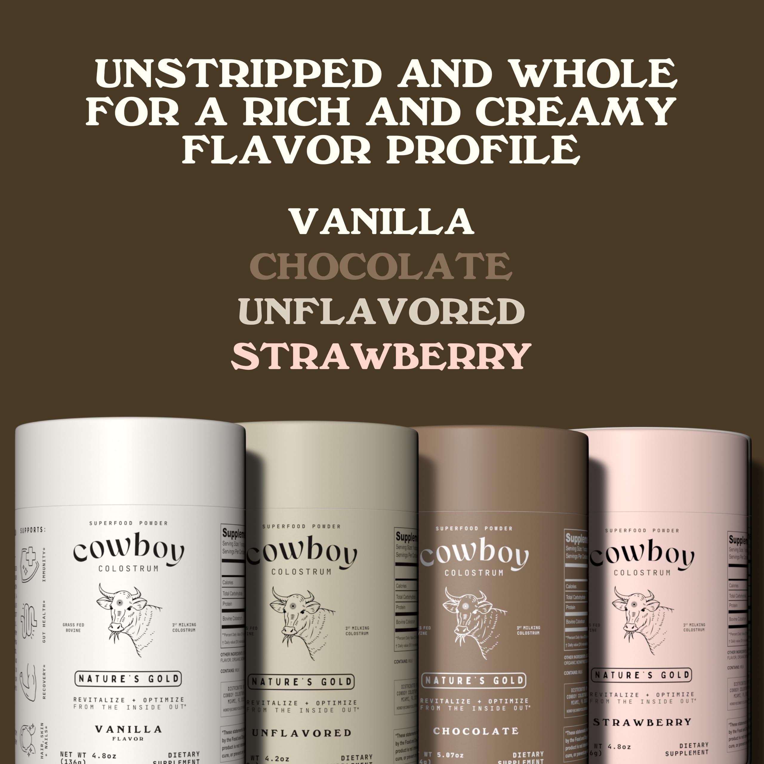 Cowboy Colostrum strawberry flavor with no sugar