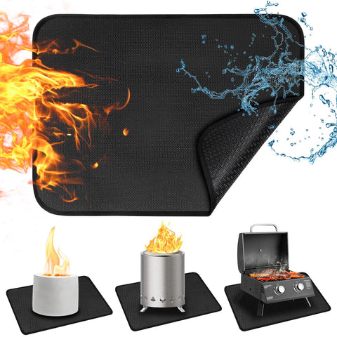 CowCity 24x18 under grill mat protecting outdoor table from heat and embers during grilling