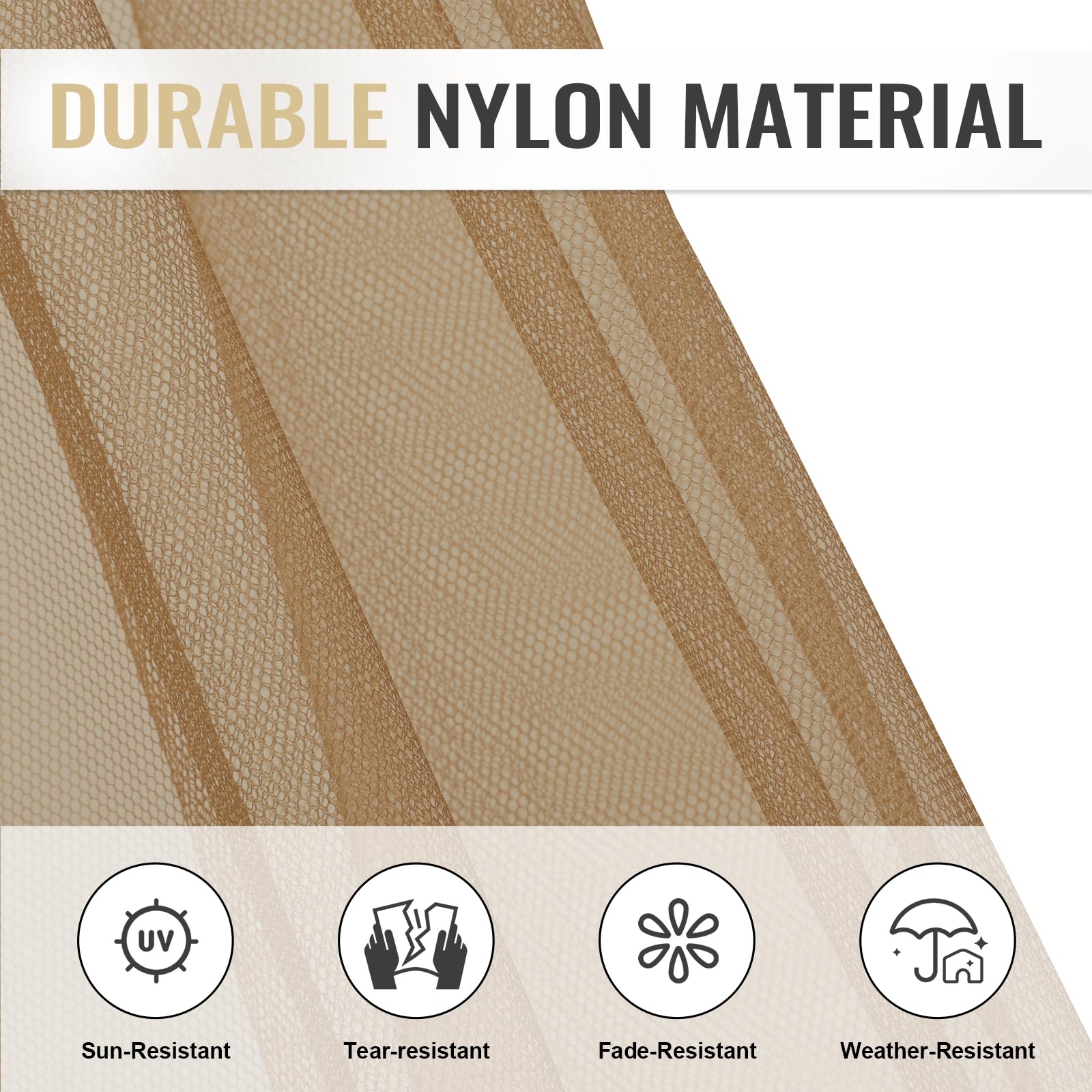 Lightweight yet durable nylon fabric in COWVIE netting for outdoor use