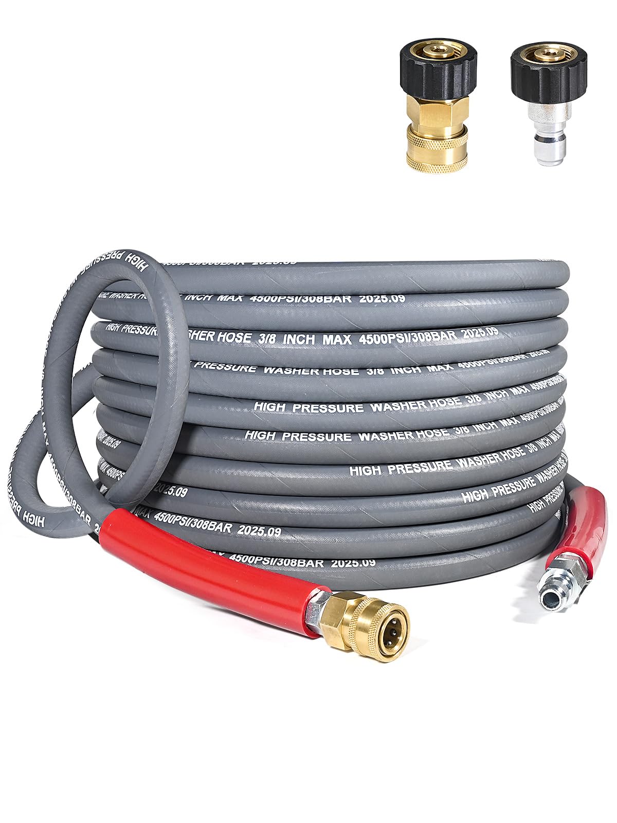 Coyardor 35ft pressure-washer hose delivers up to 4500 PSI for tough outdoor cleaning.