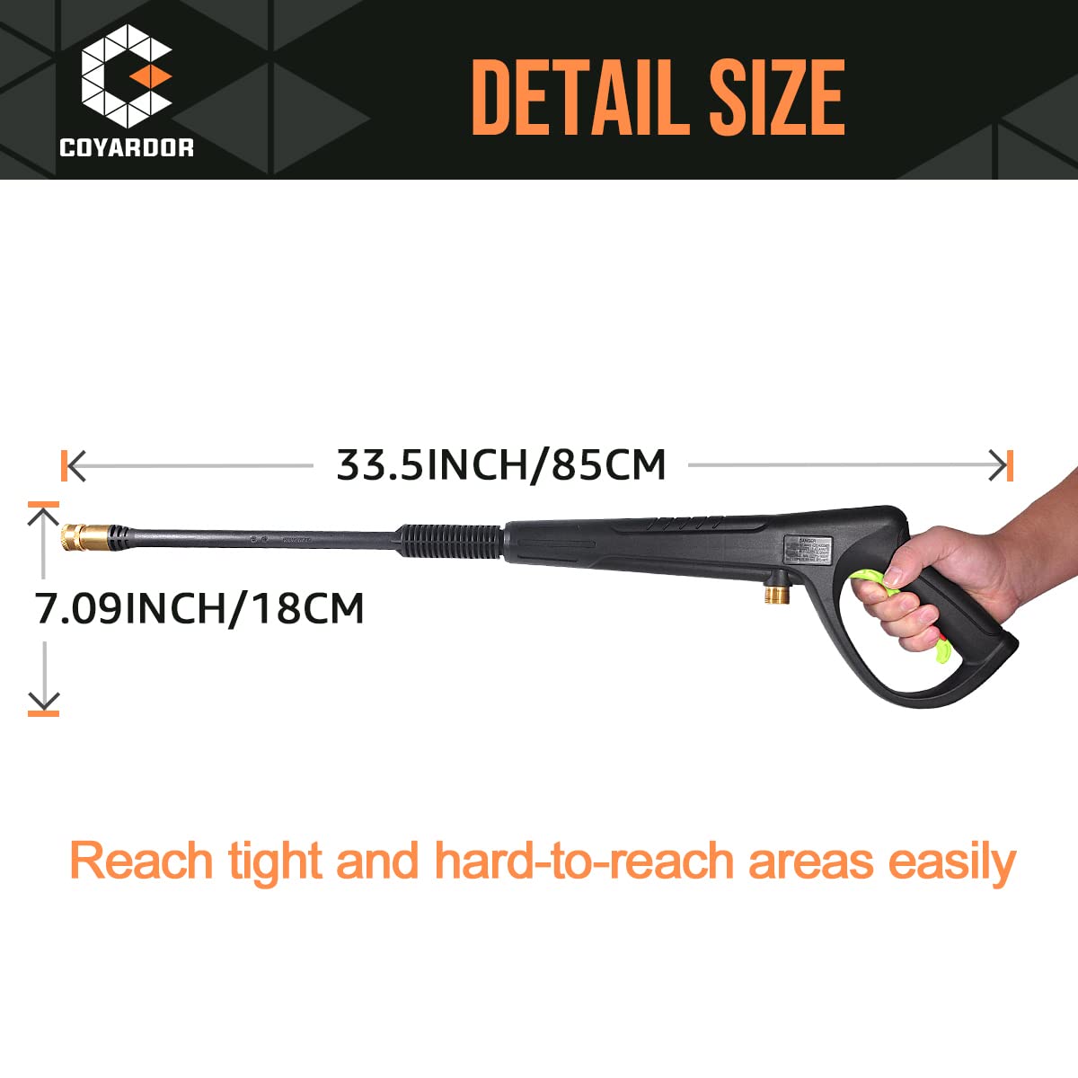 Coyardor lightweight pressure washer gun reduces fatigue during long cleaning sessions.