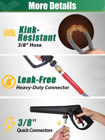 Coyardor quick-connect fittings enable fast setup with compatible washers.