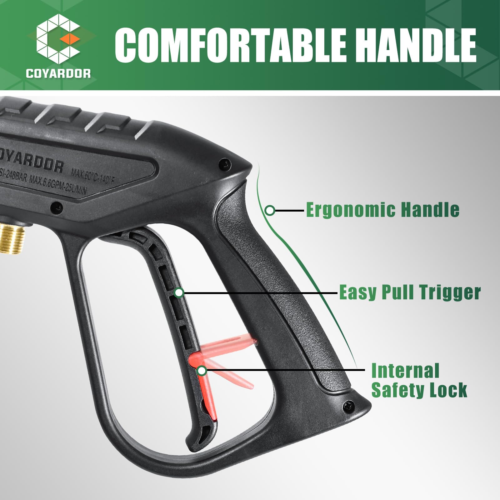 Coyardor universal quick-connect fits 1/4-inch accessories for versatility.