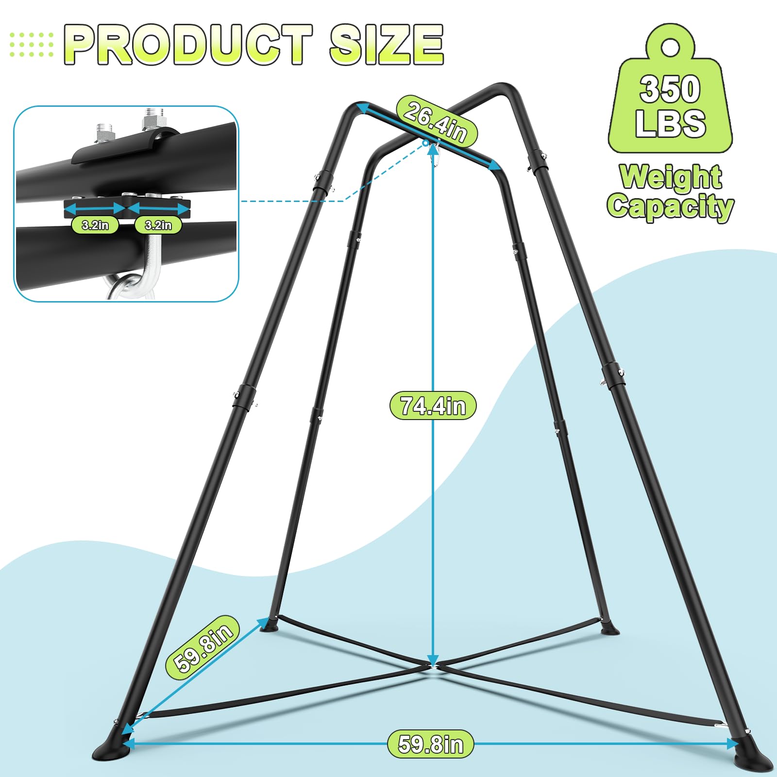Cozeer indoor/outdoor swing set supports safe family play anywhere.