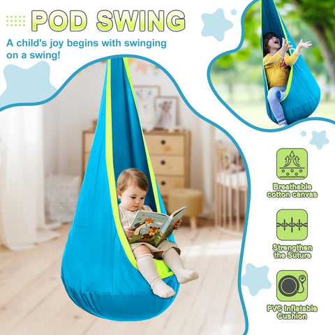 Cozeer pod swing canvas features reinforced stitching for safe, calm play.