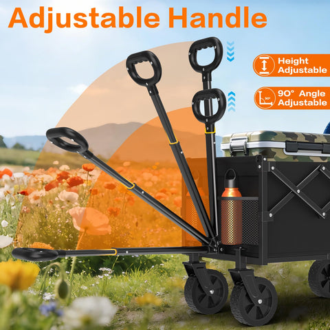 COZEER wagon with 360-degree wheels glides smoothly on sand and grass.