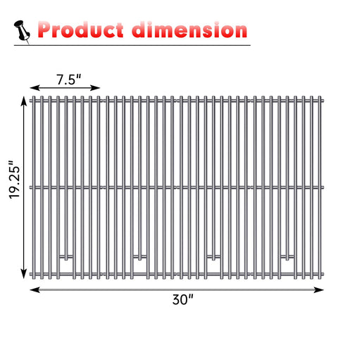 Cozilar 9mm stainless steel grill grates for Bull Steer Premium, easy install fit.