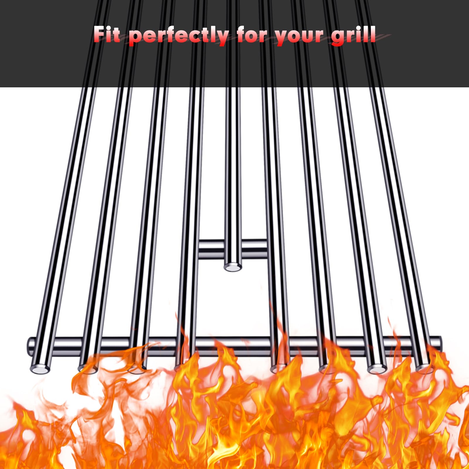 Cozilar 9mm stainless steel grill grates for Lion Premium 32in 4-burner, durable compatibility.