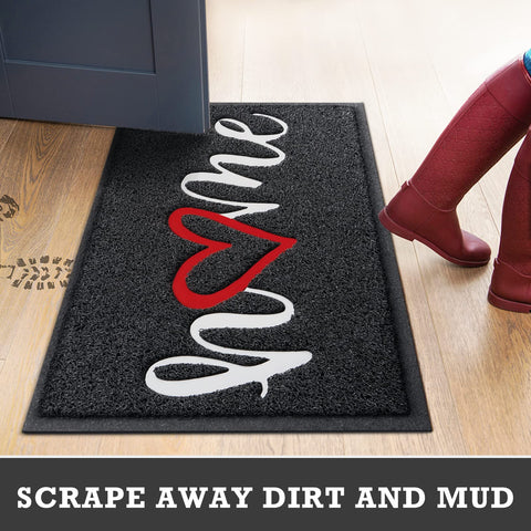 CozyBounty black doormat suits garages patios and kitchens with durable weather-friendly fibers.