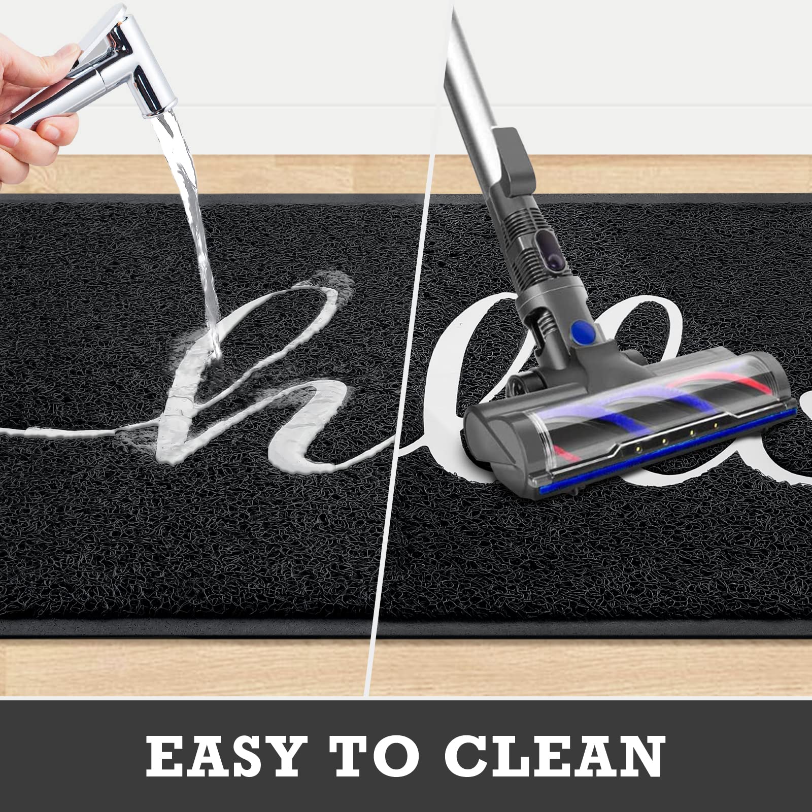 CozyBounty mat being cleaned with a quick vacuum or rinse wash.