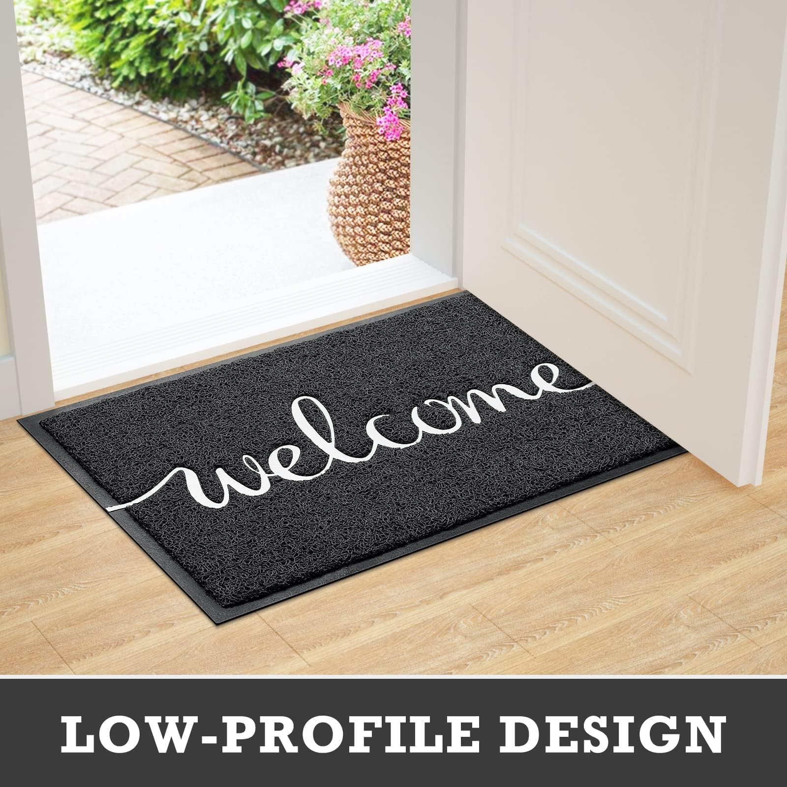 CozyBounty low-profile mat lies flat under doors for smooth openings