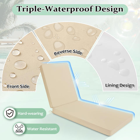 Cozyide seat cushion for chaise lounge with 44x21x3 dimensions.
