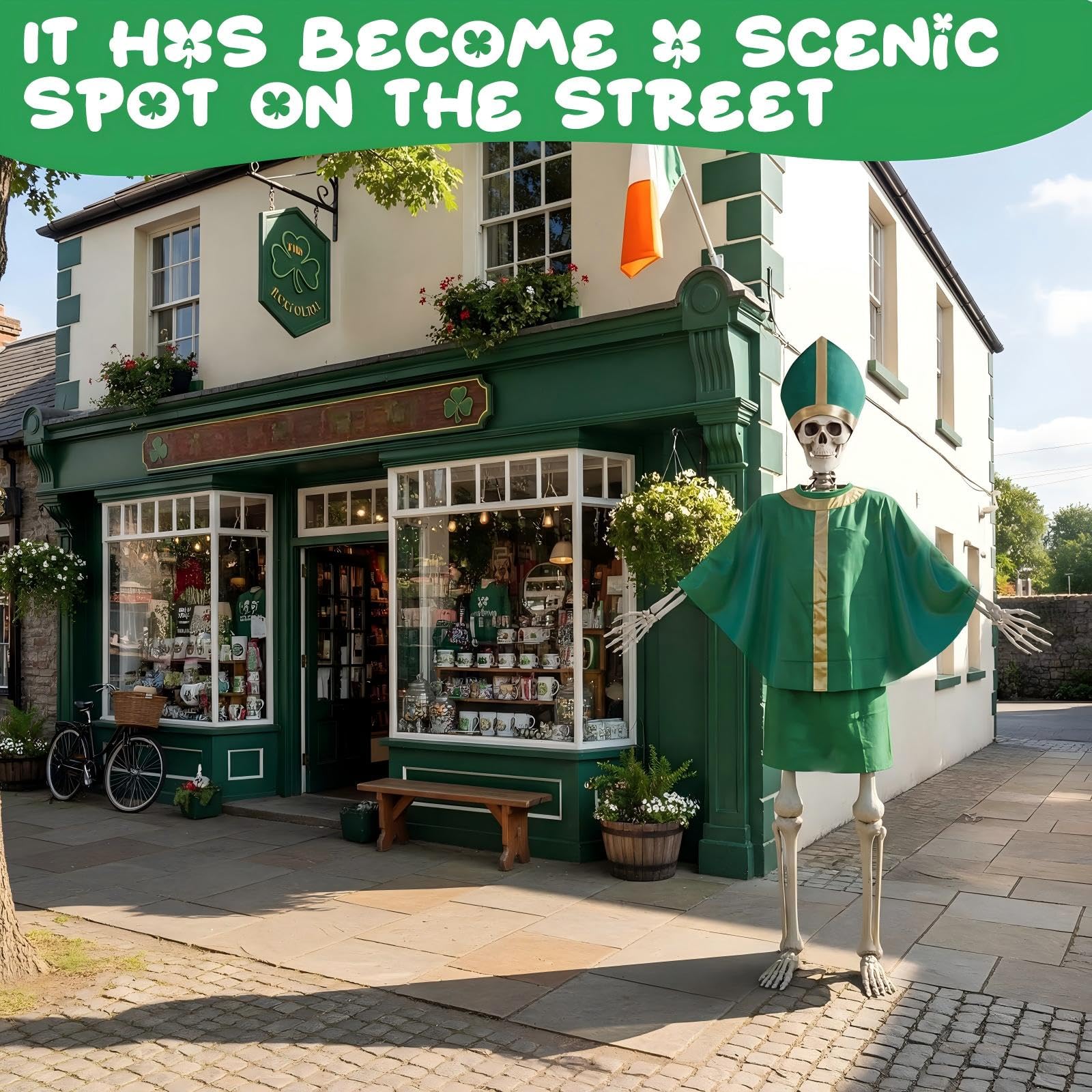 Cozypower St Patrick's Day skeleton hat with elastic for secure fit.