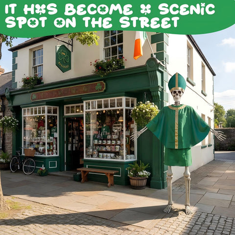 Cozypower St Patrick's Day skeleton hat with elastic for secure fit.