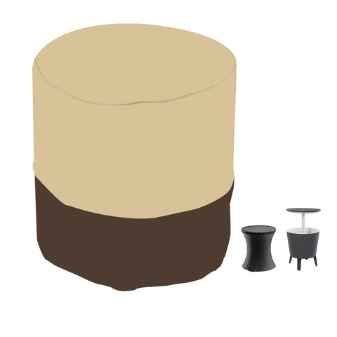 Cozzka patio cool bar table cover fits round tables and blocks rain and sun.