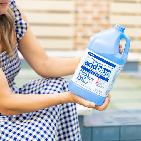 CPDI Champion Acid Blue shown in pool care setup with pH balance support