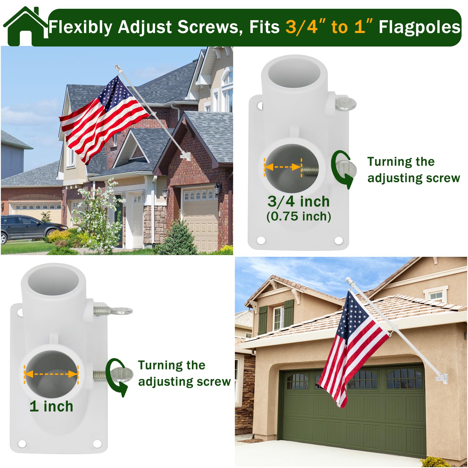CQ Garden adjustable mount supports 45° and 90° flag displays