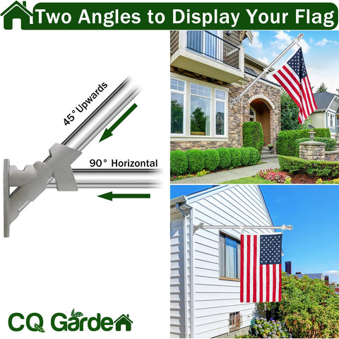 CQ Garden flag pole holder 90-degree display offers optimal visibility for banners.