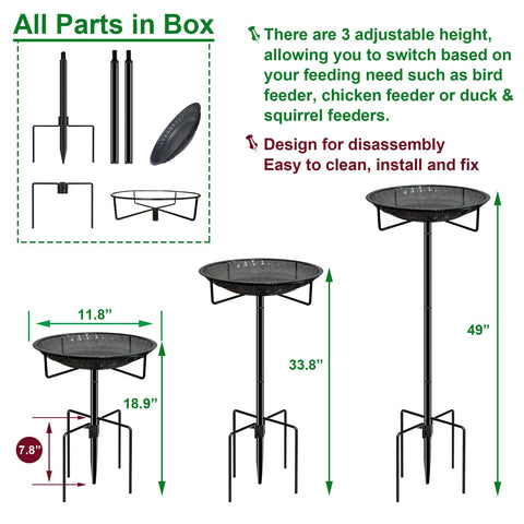 CQAIRIOU large stainless tray provides spacious seed area for garden visitors