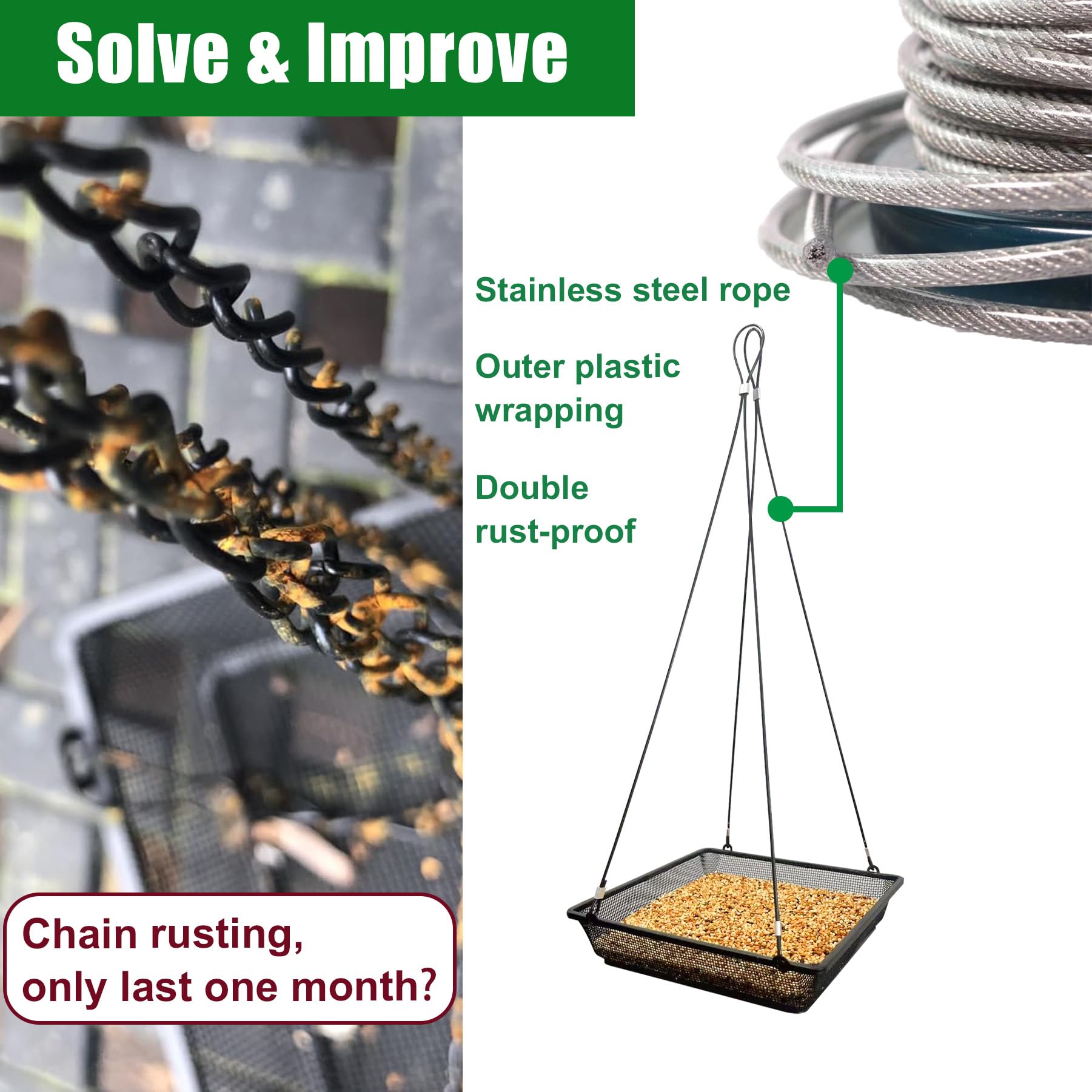 CQAIRIOU bird feeder tray with anti-rust finish offers durable garden decor