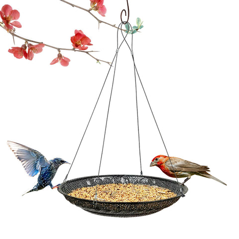 CQAIRIOU upgraded hanging bird feeder tray with 11.8-inch feeding area attracts backyard birds