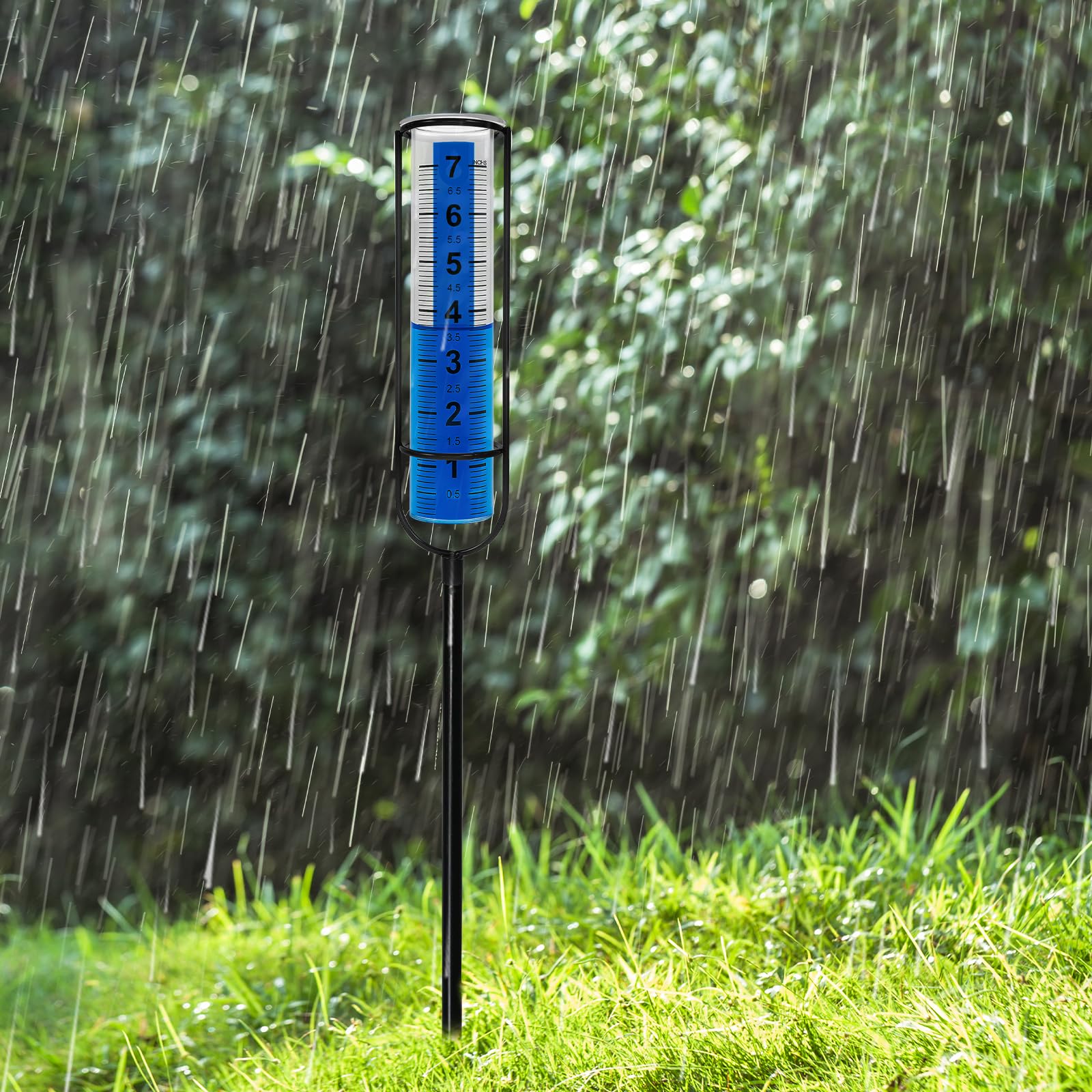 Cracrab 3-section extendable rain gauge kit with stakes and floaters.