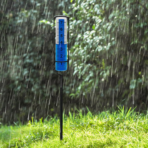 Cracrab 3-section extendable rain gauge kit with stakes and floaters.