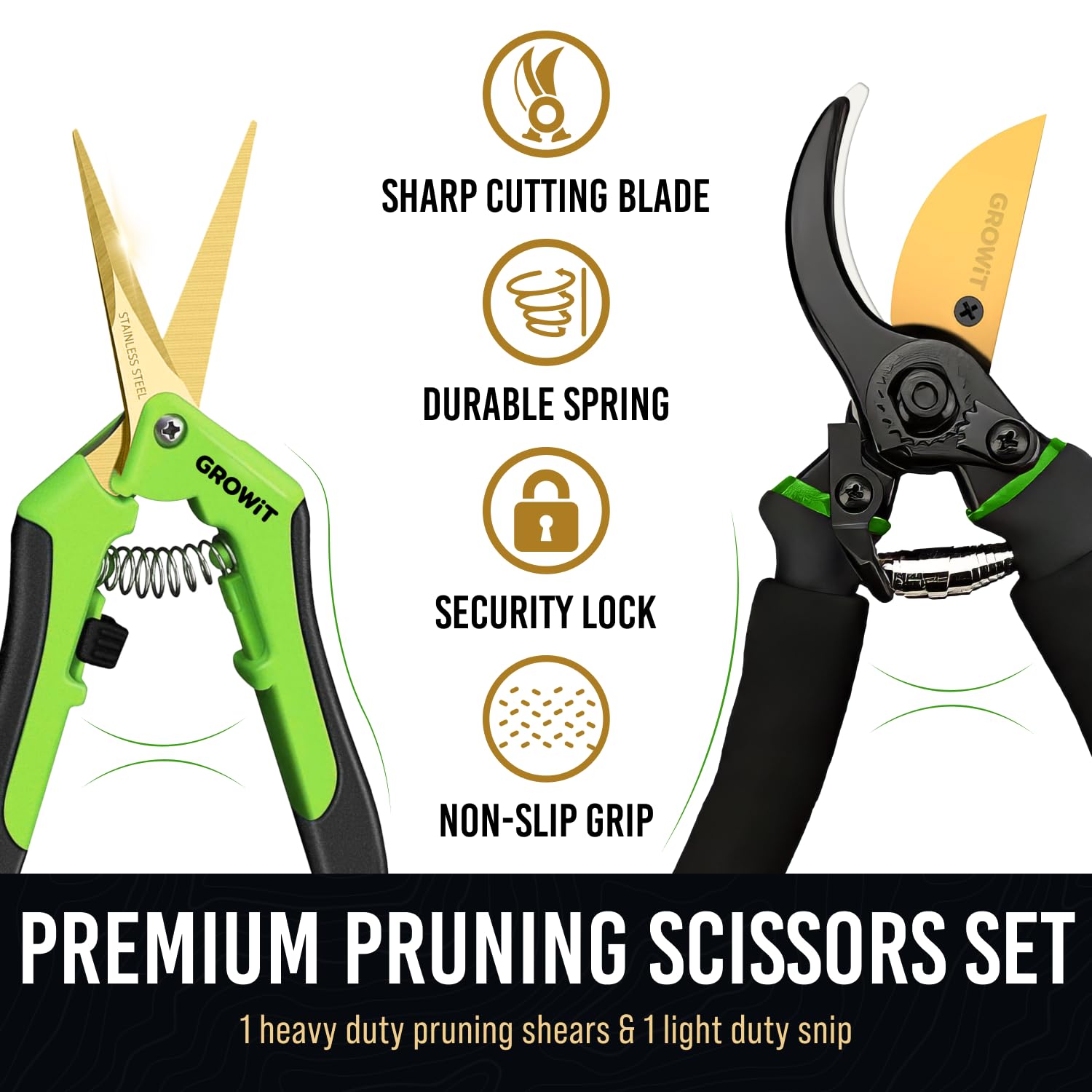 Craft911 gardening scissors set close-up blade showing sharp edge for precise pruning.