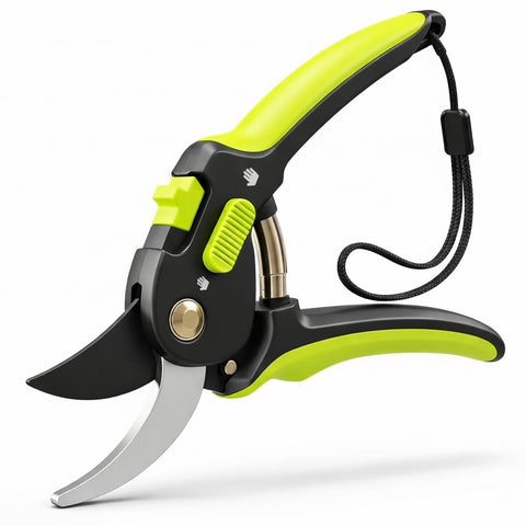 Craft911 Lime Bypass Pruning Shears blade close-up showing sharp SK5 steel for clean cuts