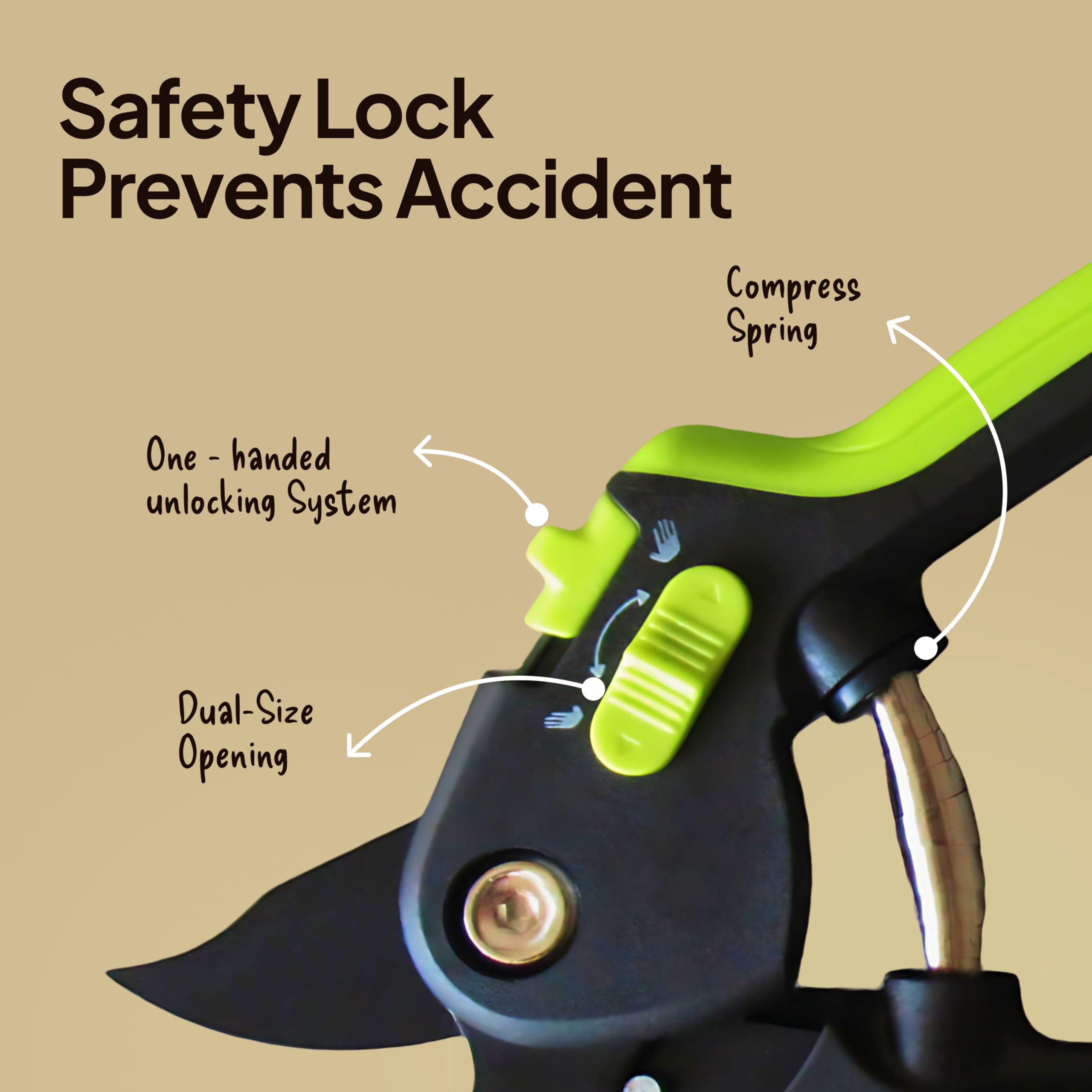 Craft911 Lime Bypass Pruning Shears compact design suitable for smaller hands