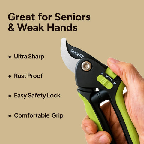 Craft911 Lime Bypass Pruning Shears with dual-opening jaws for small and large branches