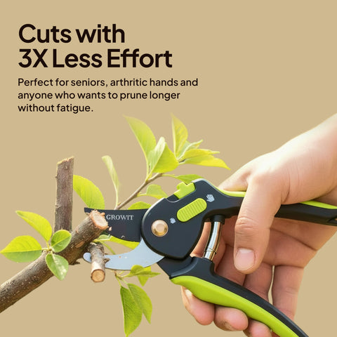 Craft911 Lime Bypass Pruning Shears ergonomic anti-slip grip for comfortable one-handed use
