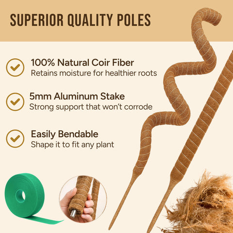 Craft911 Monstera plant support trellis mimics bark for stronger aerial roots