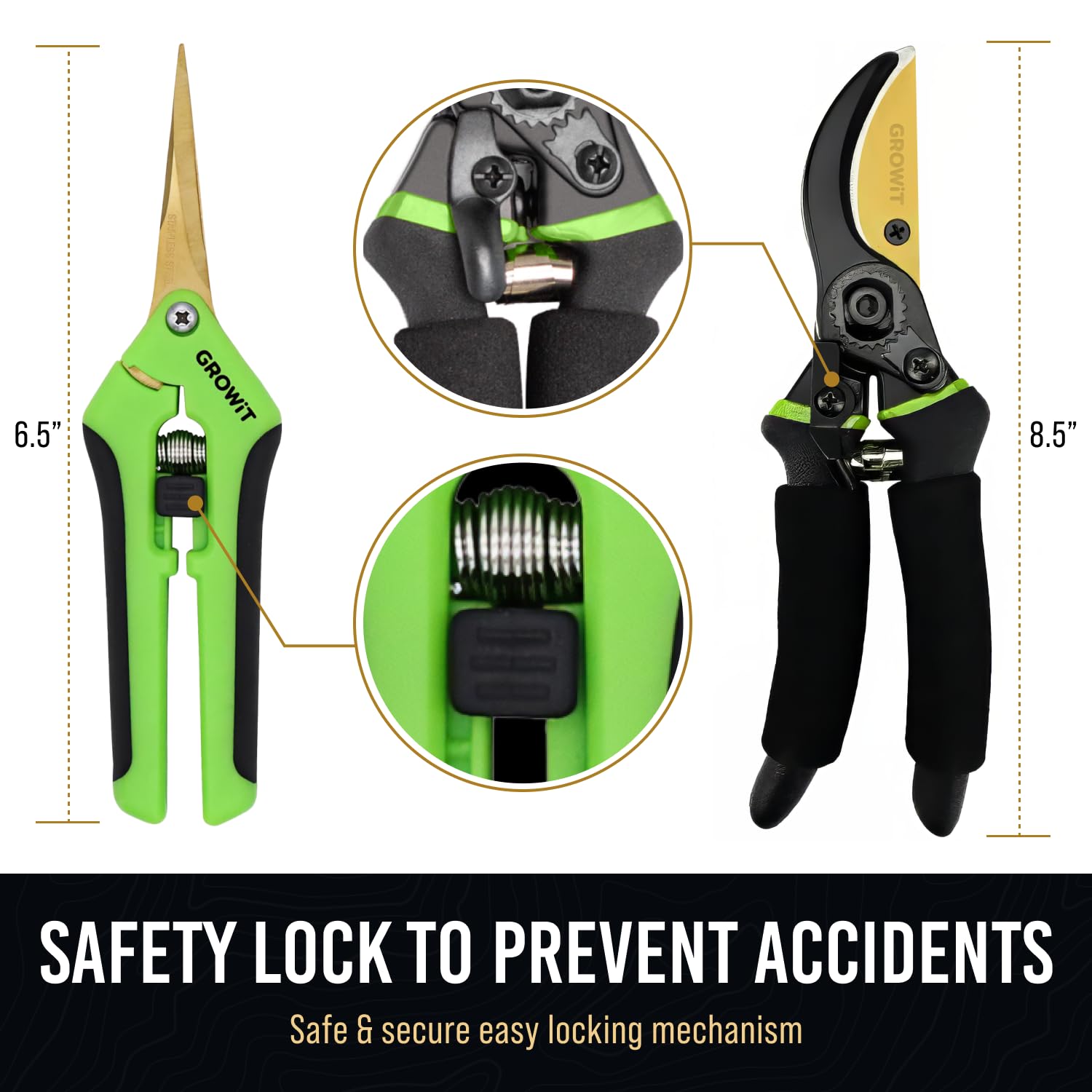 Craft911 safety lock pruning shears helps prevent accidental blade exposure.